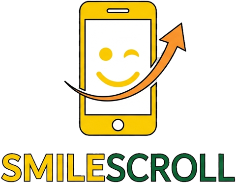 SmileScroll-Logo: ein lächelndes Smartphone mit Pfeil nach oben